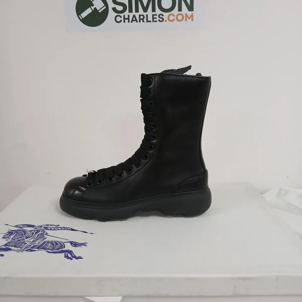BURBERRY LEATHER COMBAT BOOTS – BLACK, UK 10 (EU 44)