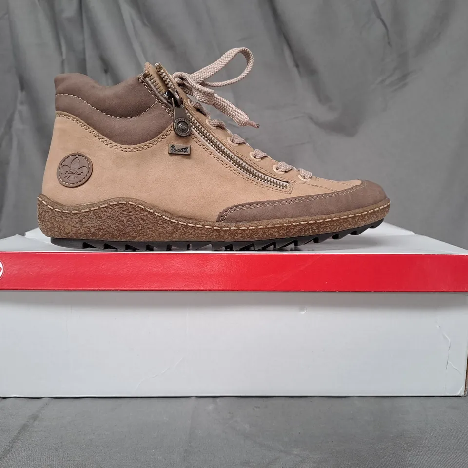 BOXED PAIR OF RIEKER SHOES IN TAN/BEIGE UK SIZE 5