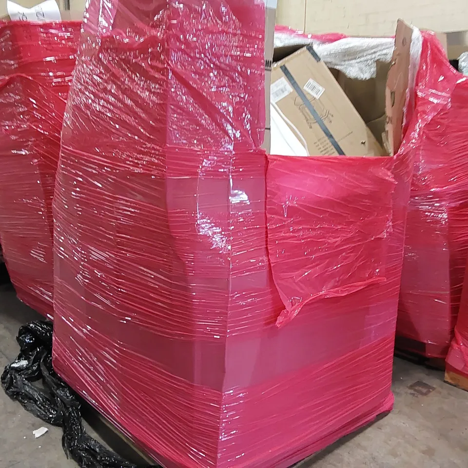 PALLET OF ASSORTED CONSUMER PRODUCTS TO INCLUDE; ELECTRIC PRESSURE WASHER, ELECTRIC AIR COOLER, ERGONOMIC OFFICE CHAIR, ELECTRIC FIREPLACE, PORTABLE BATH TUB ECT