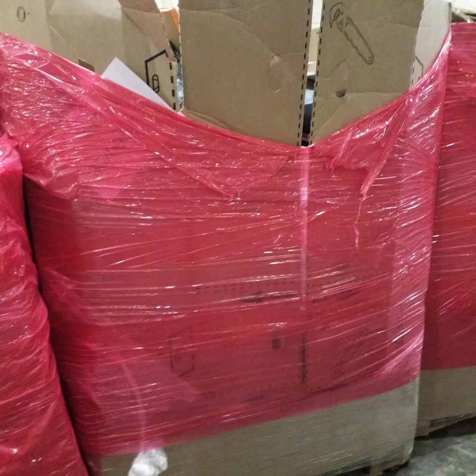 PALLET OF ASSORTED PRODUCTS INCLUDING AIR COOLER, TOILET SEAT, WINDOW FILM, CURTAIN ROD 