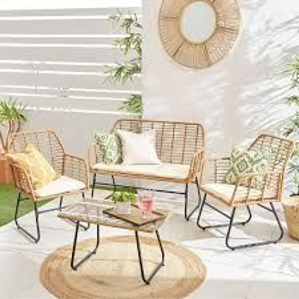BOXED NEO 4 SEATER CREAM BAMBOO GARDEN SET (1 BOX)