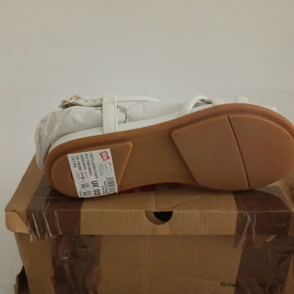 FITFLOP GRACIE LEATHER STRAP SANDALS WHITE UK 3 BOXED