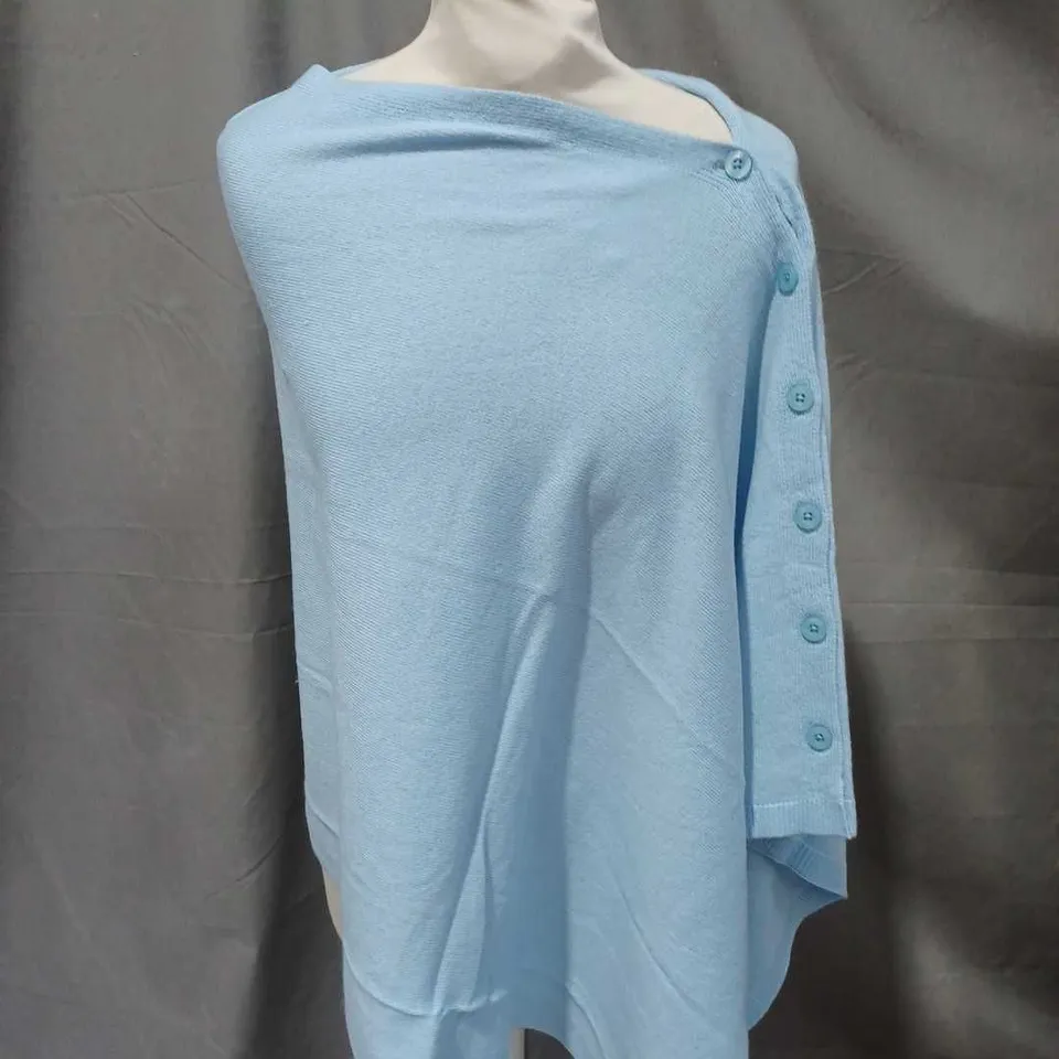 WOOLOVERS CASHMERE AND MERINO PONCHO WITH BUTTONS IN CLOUD BLUE SIZE UNSPECIFIED