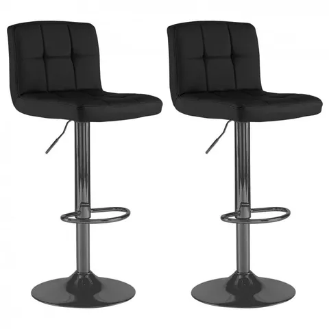 BOXED SET OF 2 NEO BLACK FAUX LEATHER BAR STOOLS (1 BOX)