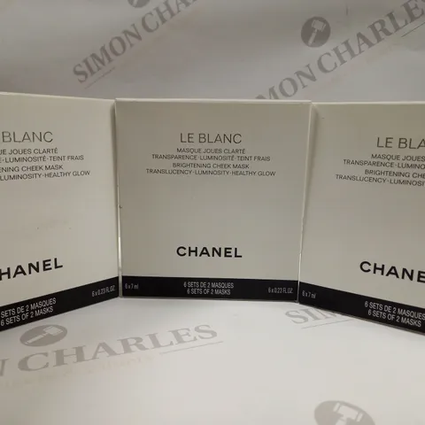 BUNDLE OF APPROX 3 CHANEL LE BLANC BRIGHTENING CHEEK MASK
