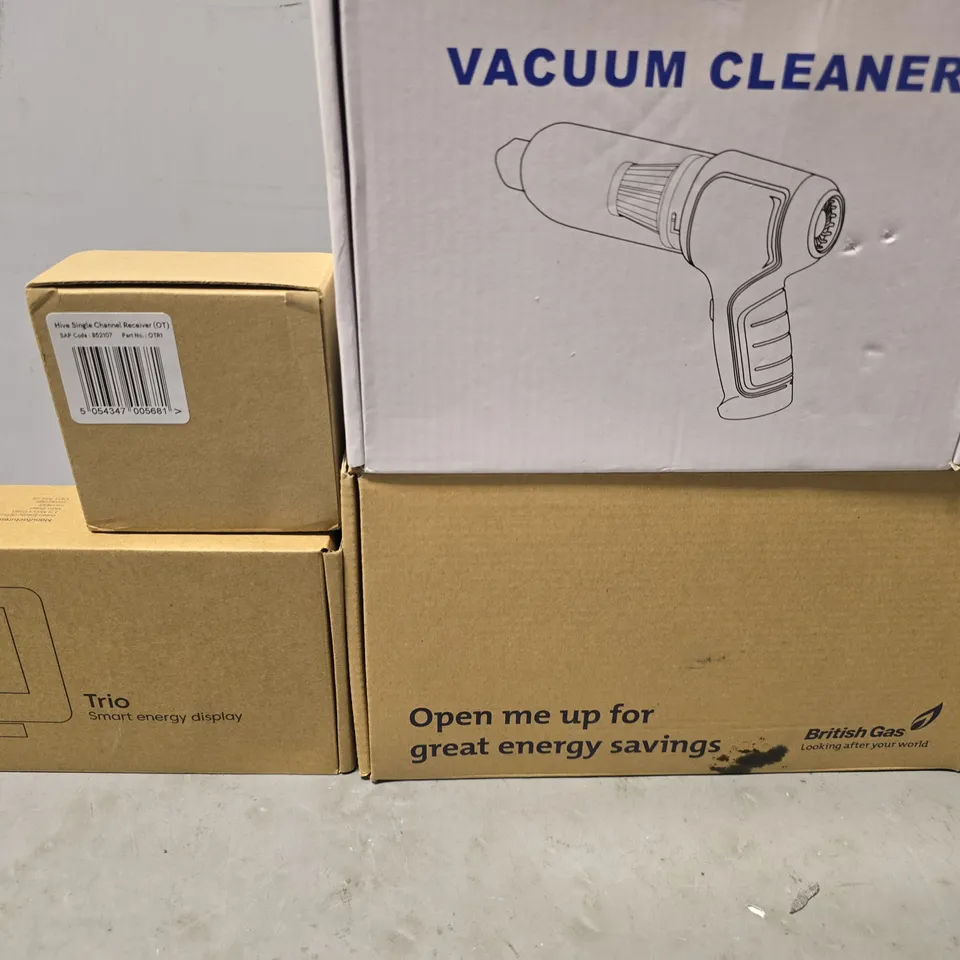 TOTE OF APPROXIMATELY 5 ASSORTED ITEMS TO INCLUDE - VACUUM CLEANER , HIVE SINGLE CHANNEL RECEIVER ETC