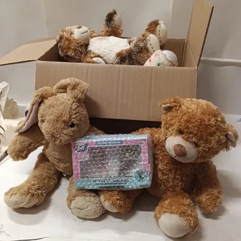 LARGE QUANTITY OF ASSORTED CHILDREN TOYS TO INCLUDE - ASSORTED PLUSHIES, CHILDREN FIGURES AND ETC