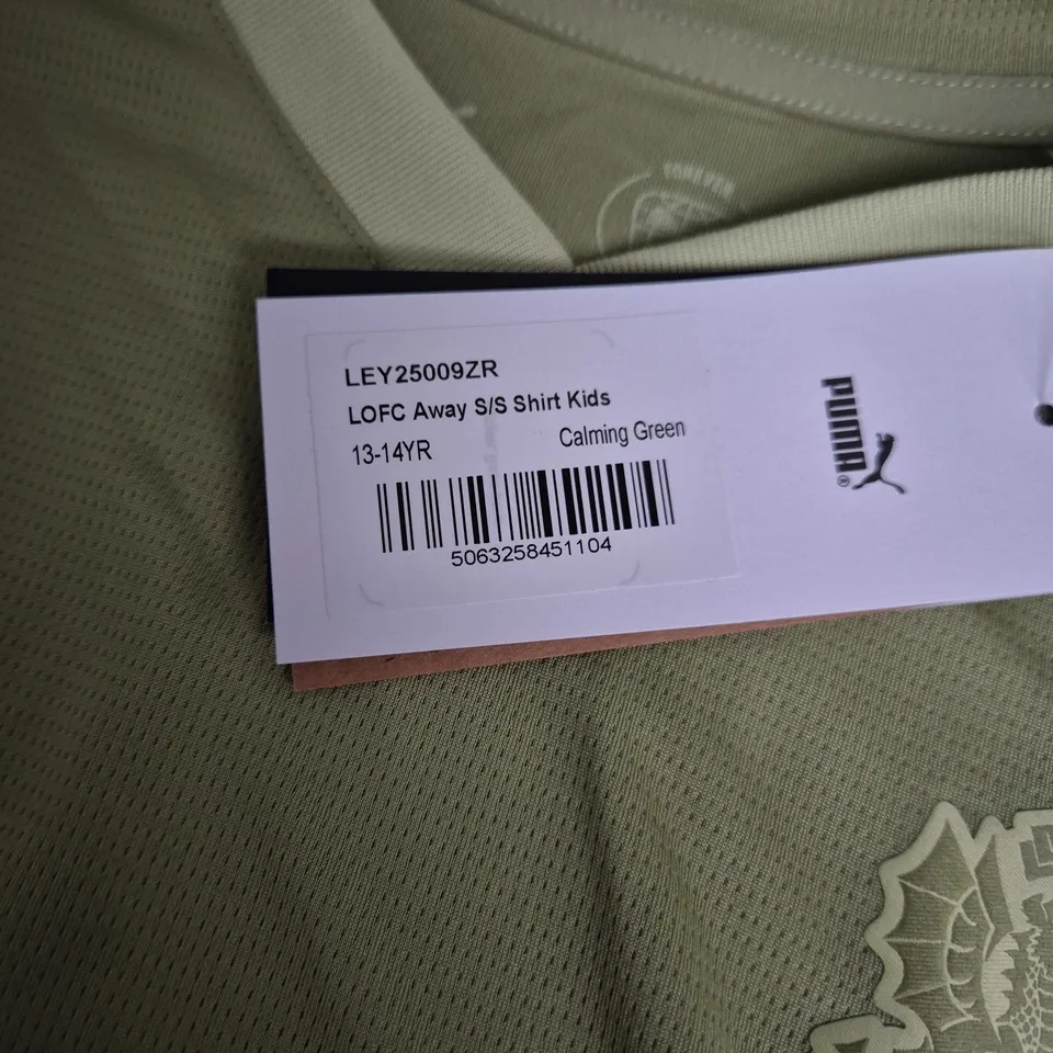 LEYTON ORIENT FC AWAY SHIRT KIDS – CALMING GREEN, 13-14YR – PUMA (#9 - LOUIS)