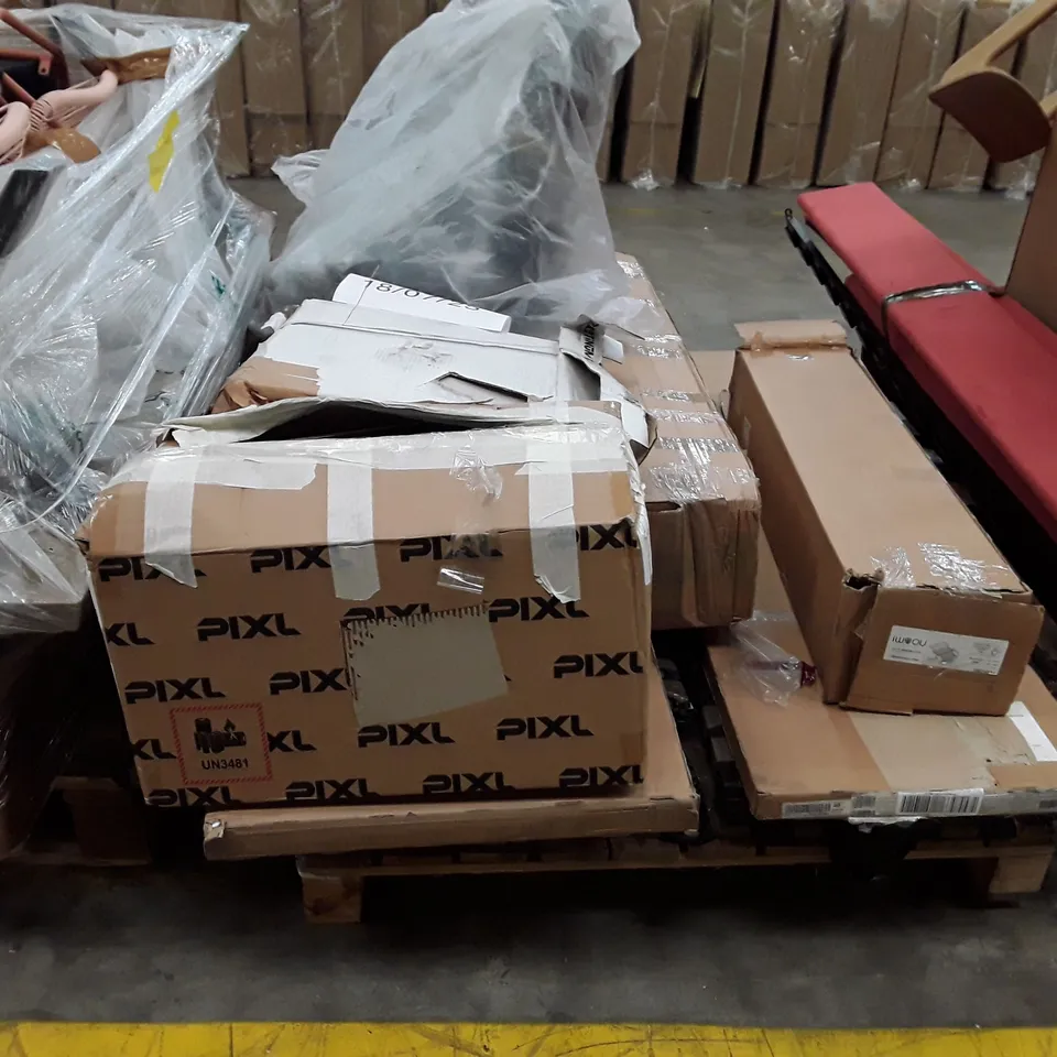 PALLET CONTAIN AN ASSORTMENT OF INCOMPLETE FLAT PACK FURNITURE 