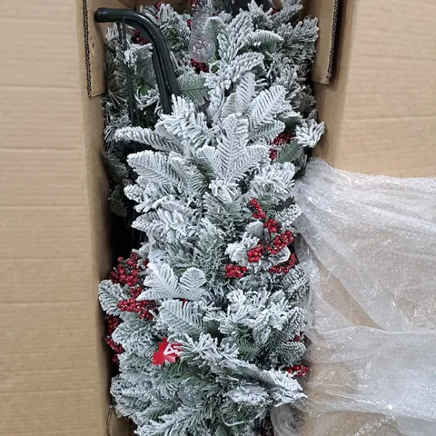 BOXED 6FT VERMONT FLOCKED PRE-LIT MIXED TIPS CHRISTMAS TREE - COLLECTION ONLY 