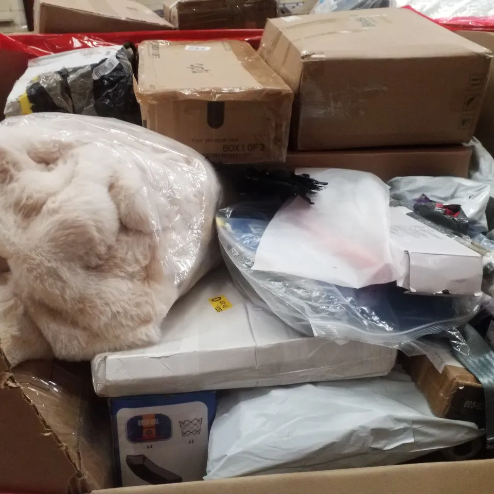PALLET CONTAINING ASSORTED PRODUCTS INCLUDING STEAM CLEANER, DRYWALL SANDER, LED MONITOR & SOLO PRESIDENT TOILET SEAT AND FRAME
