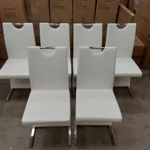 SET OF 6 DESIGNER FAUX LEATHER DINING CHAIRS