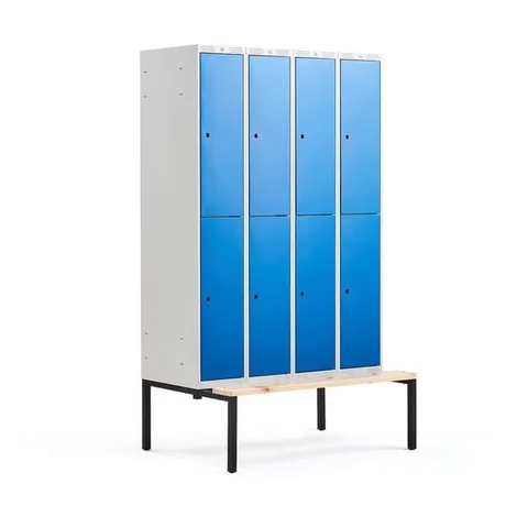 2 DOOR LOCKER CLASSIC BENCH SEAT, 4 MODULES, 2120X1200X550MM, BLUE
