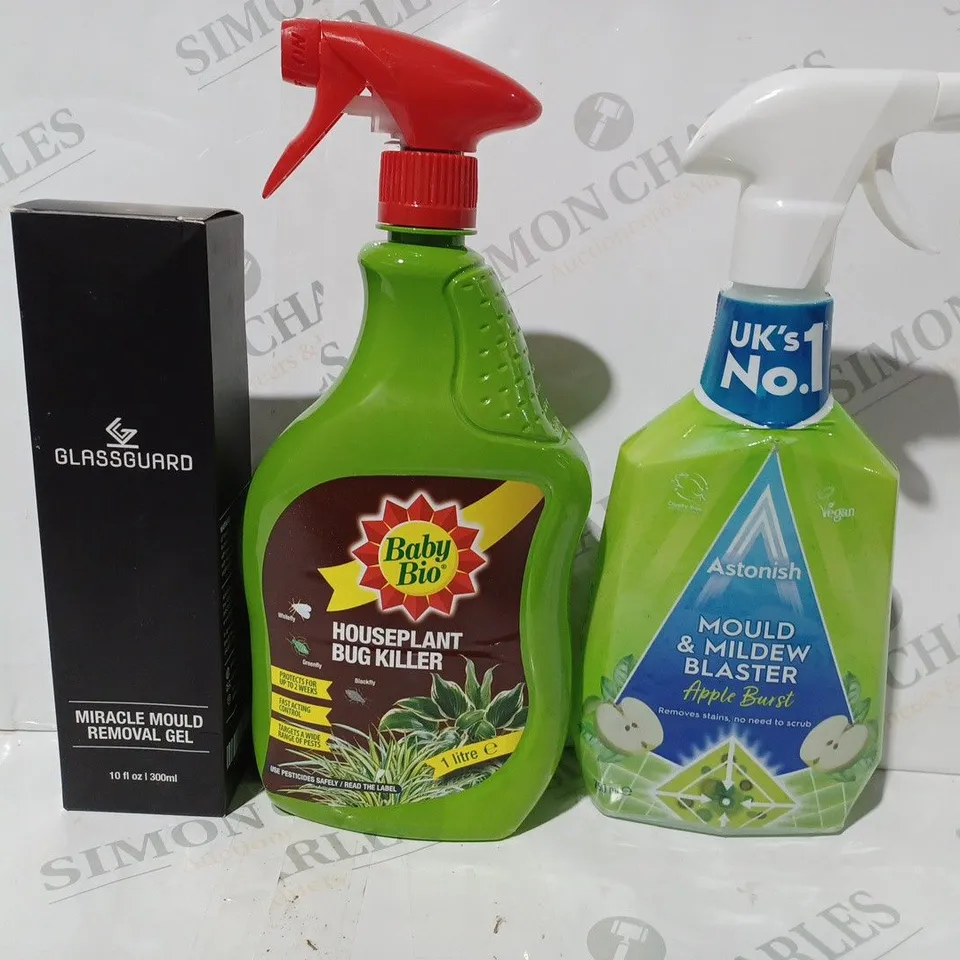 APPROXIMATELY 10 ASSORTED HOUSEHOLD ITEMS TO INCLUDE MOULD & MILDEW BLASTER, HOUSEPLANT BUG KILLER, MIRACLE MOULD REMOVAL GEL, ETC - COLLECTION ONLY