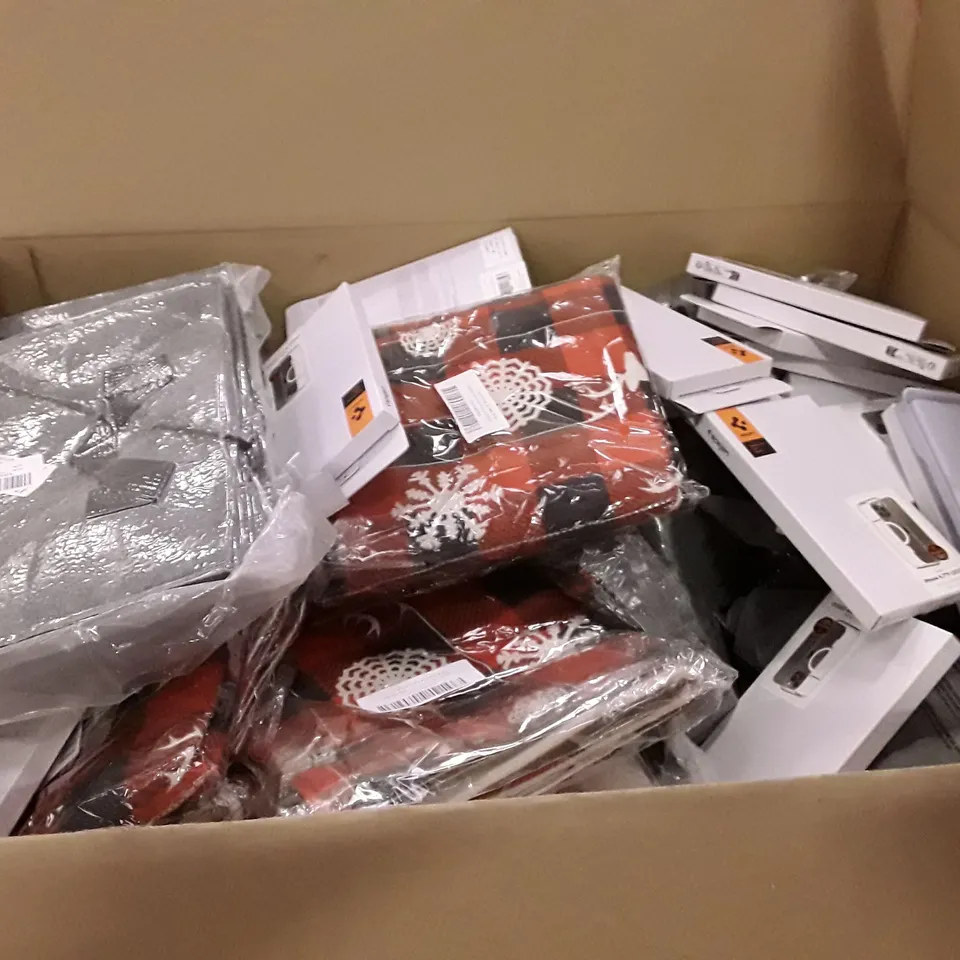 PALLET OF 6 BOXES CONTAINING ASSORTED PRODUCTS INCLUDING PHONE CASES, BEACH BALL, UNISEX HOODIE, BLACK DOOR KNOB