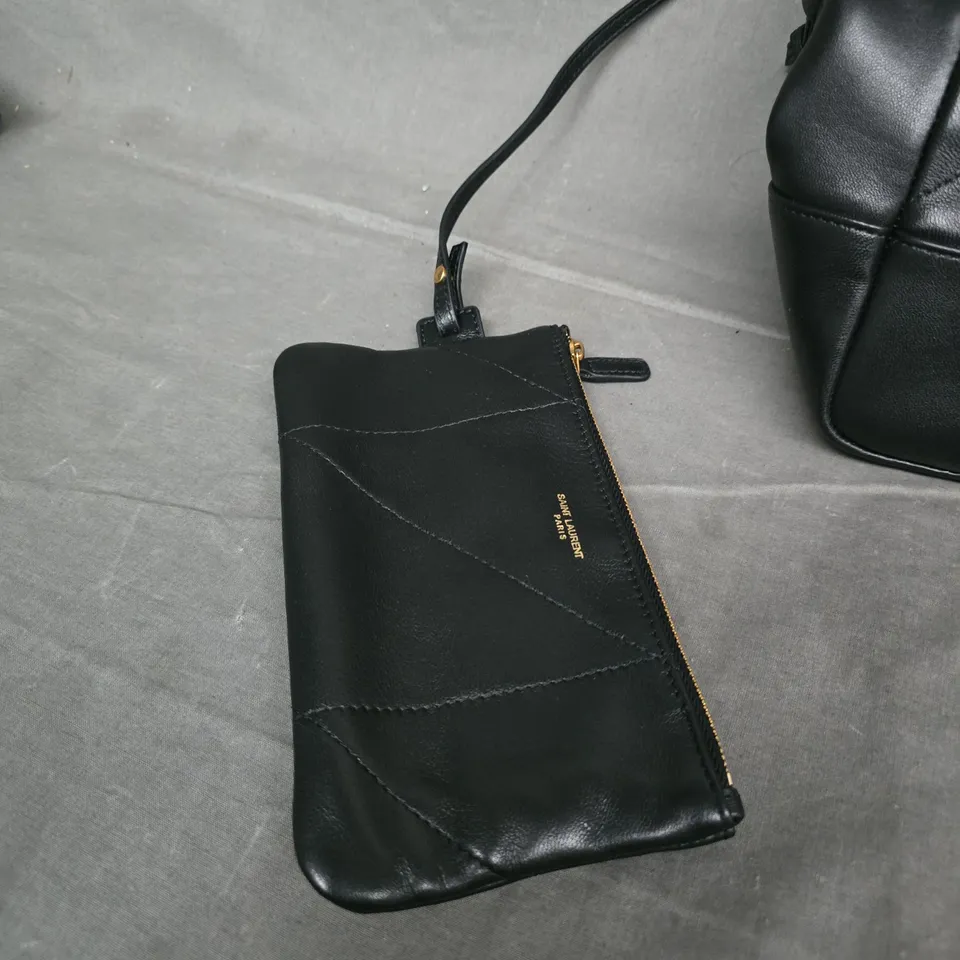 SAINT LAURENT BLACK QUILTED LEATHER SHOULDER BAG WITH GOLD LOGO