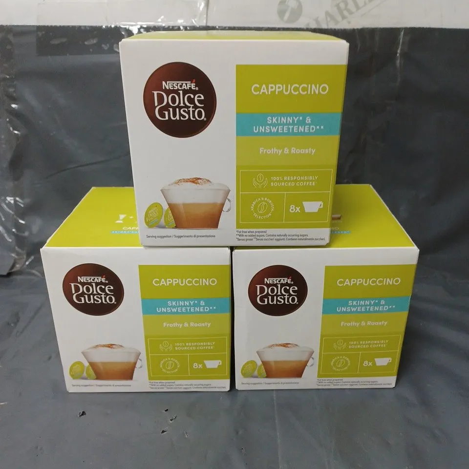 LOT OF 3 DOLCE GUSTO CAPPUCCINO SKINNY & UNSWEETENED COFFEE PODS