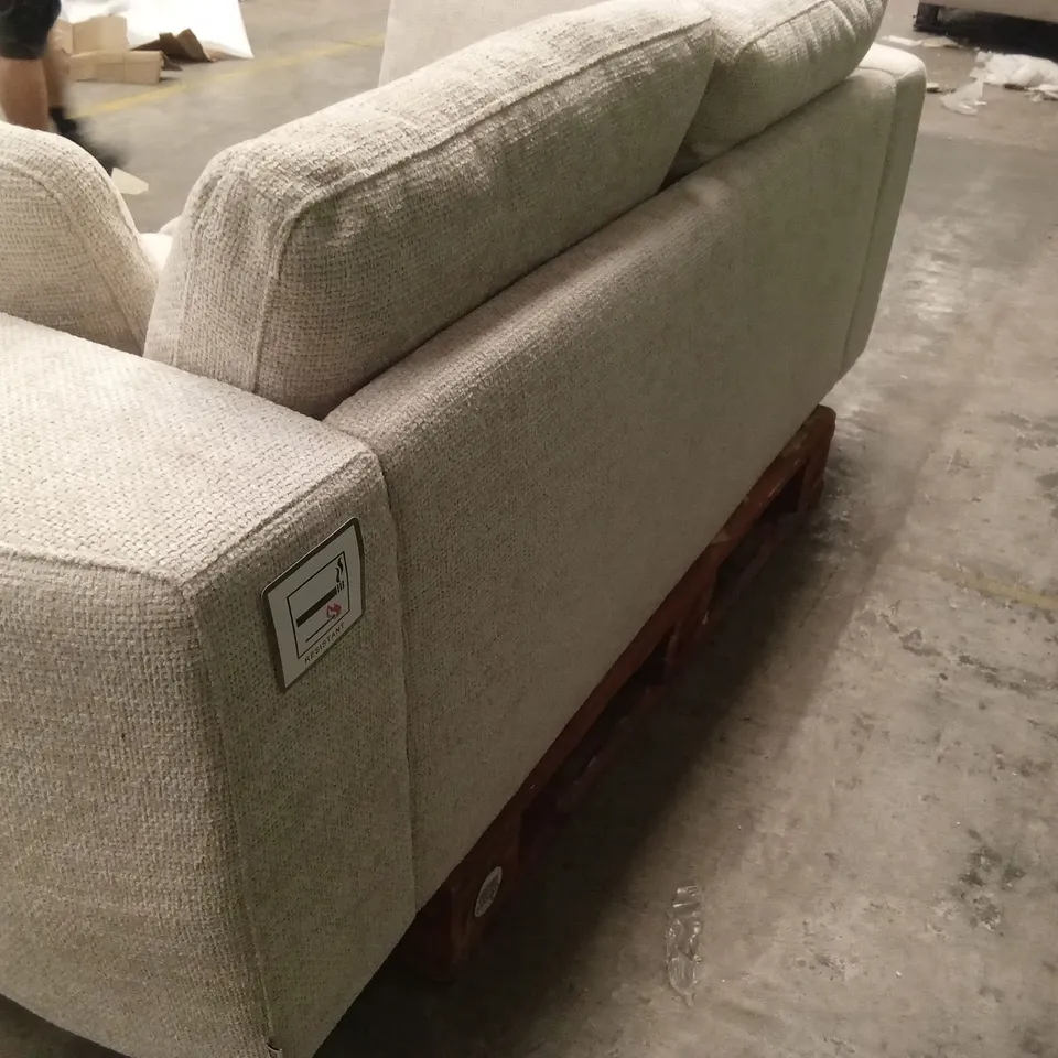 DANETTI QUINN NATURAL FABRIC DARK WOOD 2 SEATER SOFA RRP £849