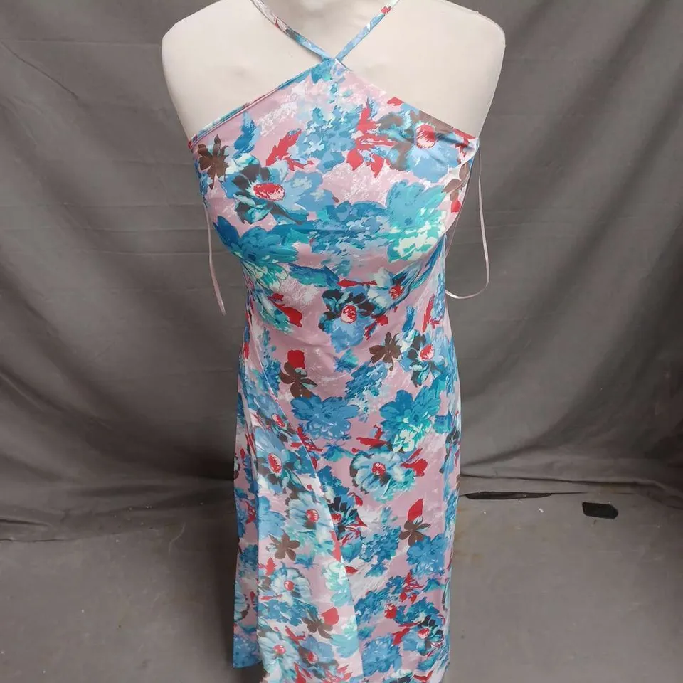 ANTHROPOLOGIE CROSS STRAP MIDI DRESS IN MULTI FLORAL SIZE XS