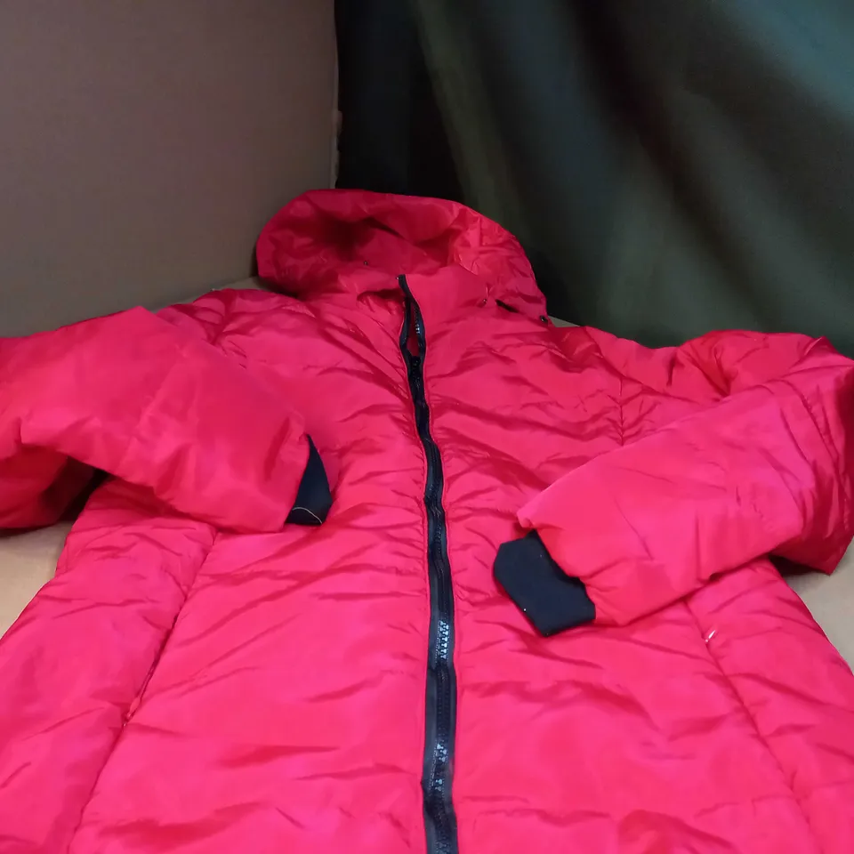 DESIGNER RED PADDED LONG COAT - LARGE