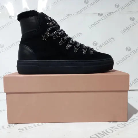 BOXED PAIR OF AIR & GRACE CAMINO SHOES IN BLACK UK SIZE 6