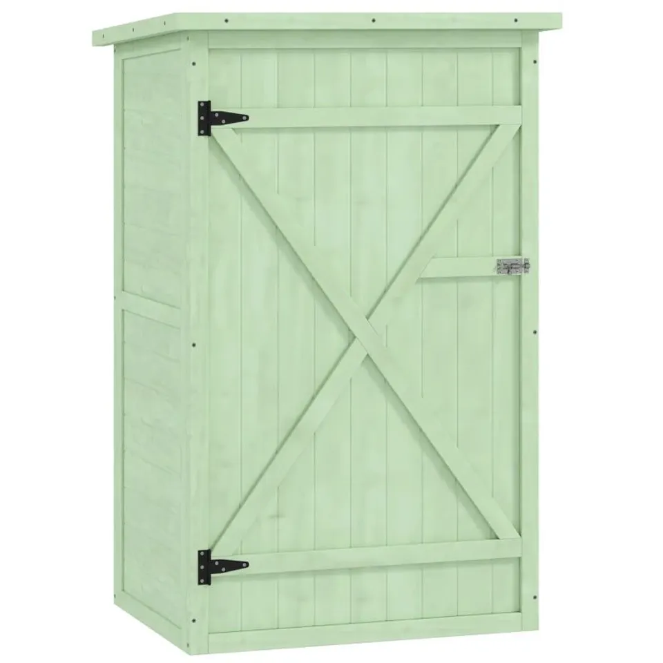 BOXED OUTSUNNY WOODEN SMALL SHED, GARDEN STORAGE SHED WITH SHELVES AND BOLT LATCH, 75L X 56W X115H CM, GREEN (1 BOX)