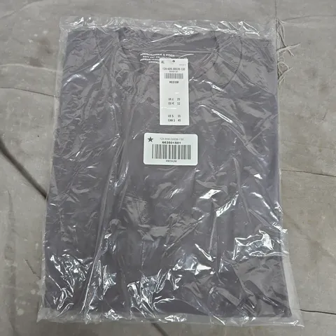 BAGGED ABERCROMBIE & FITCH PREMIUM HEAVYWEIGHT TEE CROPPED FIT IN GREY - MEDIUM