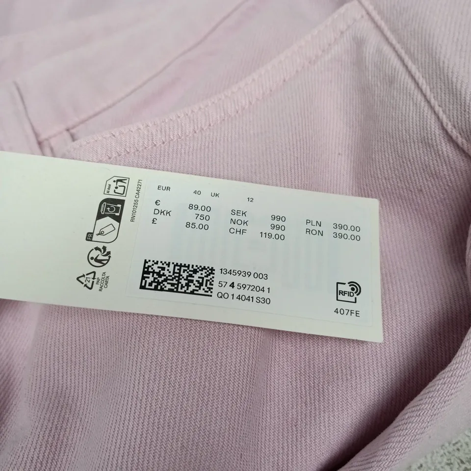 ARKET WOMEN'S PINK JEAN TROUSERS, UK 12 (EU 40)