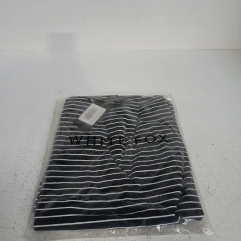 WHITE FOX OVER THE SHOULDER T SHIRT NAVY/WHITE STRIPE SMALL/MEDIUM