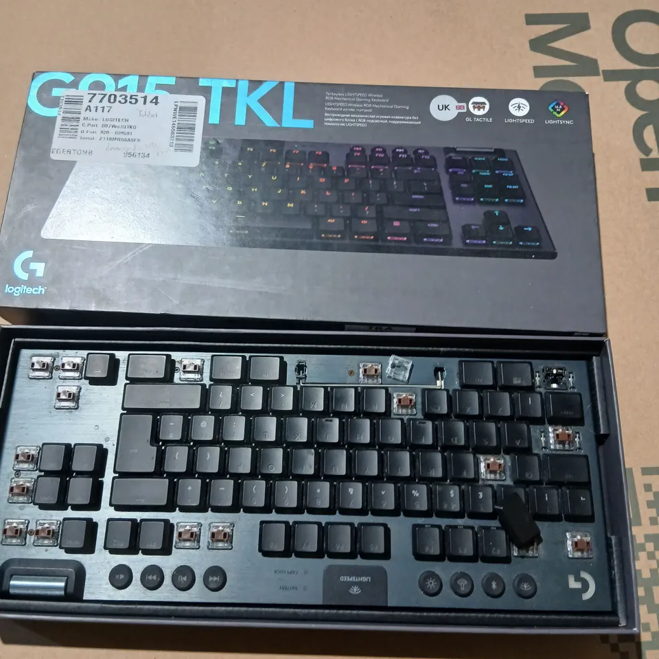 LOGITECH G PRO TKL MECHANICAL GAMING KEYBOARD – KEYCAPS REMOVED (IN BOX)