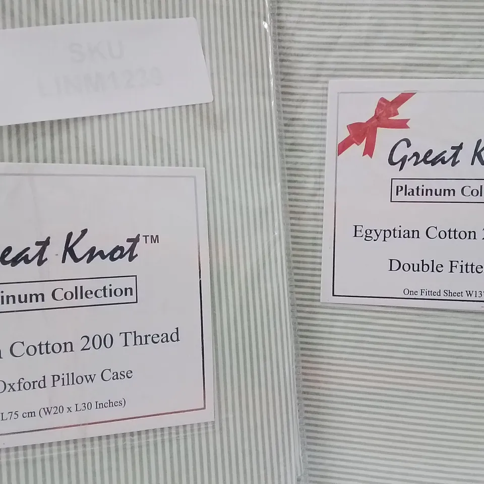 BRAND NEW GREAT KNOT EGYPTIAN COTTON 200 THREAD COUNT CONTINENTAL DOUBLE FITTED SHEET AND X2  PILLOW CASES