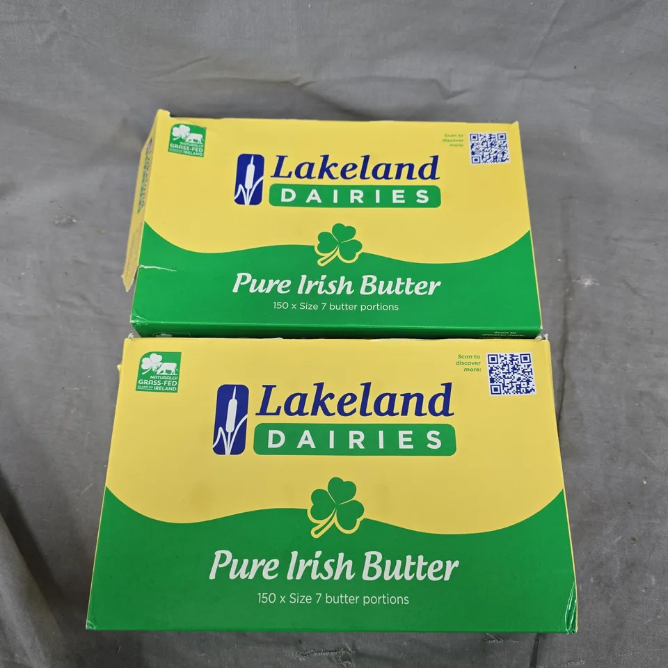 2 X LAKELAND DAIRIES PURE BRITISH BUTTER PORTIONS - 150 PER BOX