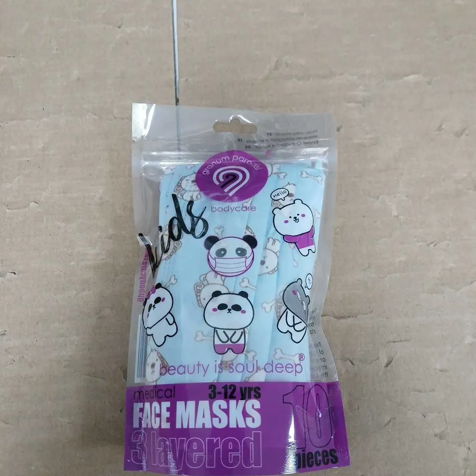BOX OF APPROXIMATELY 20 PACKS OF KIDS FACE MASKS - BLUE PANDAS - AGE 3-12 YEARS