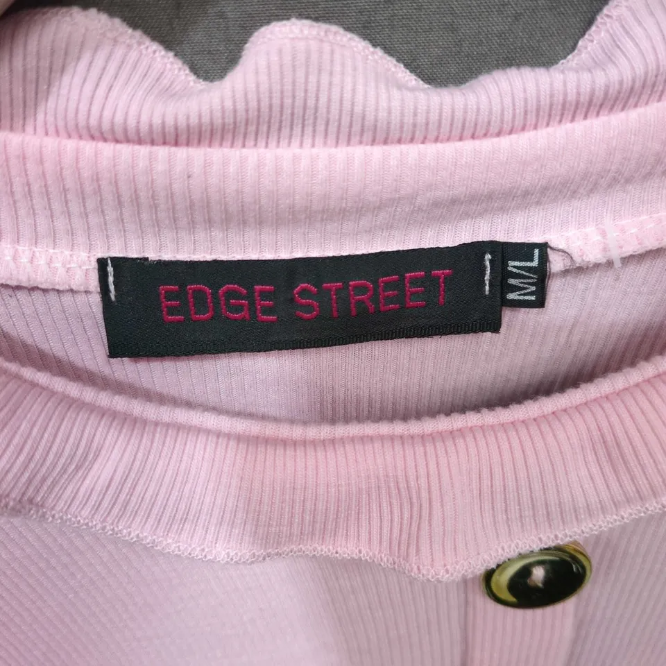 EDGE STREET PINK KNIT CARDIGAN FOR GIRLS – CROWN EMBROIDERY, GOLD BUTTONS, FRILLED HEM