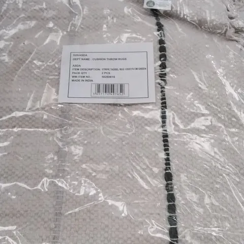 BOX OF 6 BRAND NEW STRIPE TASSEL RUG GREEN 120 X 170CM