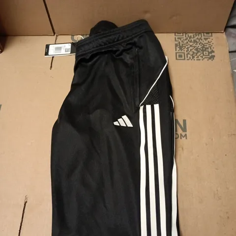 ADIDAS WOMEN'S BLACK TRACK PANTS WITH WHITE THREE STRIPES β SIZE M