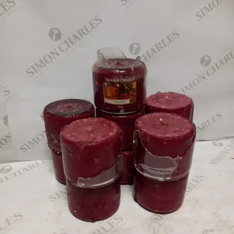 LOT OF 11 HOLIDAY HEARTH YANKEE CANDLES