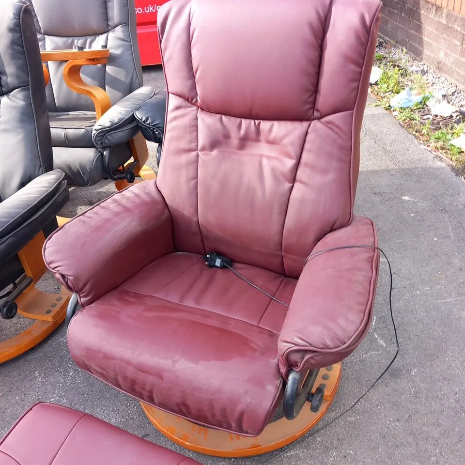 DESIGNER SIENNA BURGUNDY SWIVEL CHAIR WITH FOOTSTOOL