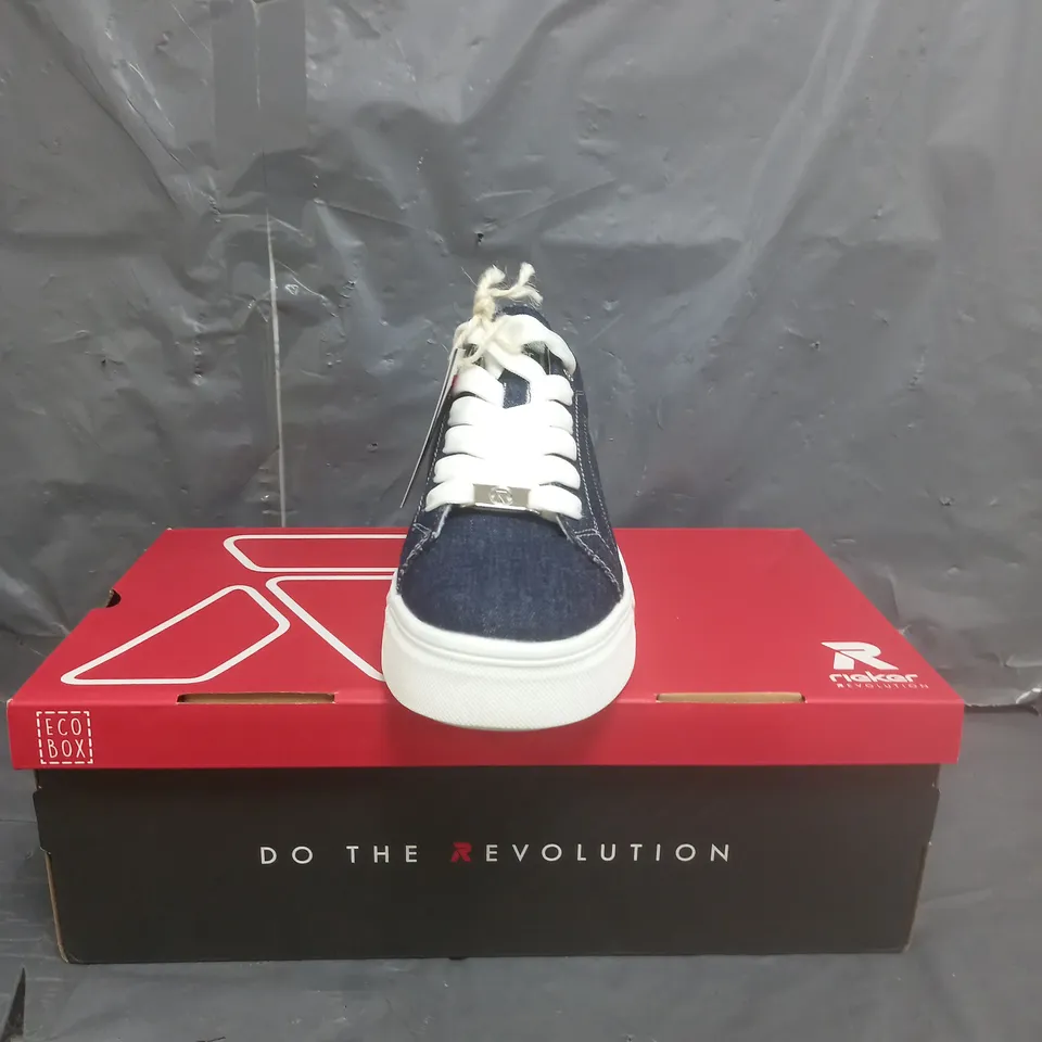 RIEKER CHUNKY PLATFORM TRAINERS DENIM BLUE SIZE 5