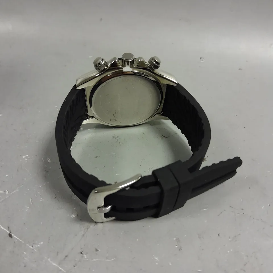 BOXED FRANK SCHMIDT TAUPE COLOURED DIAL SILVER COLOURED BEZEL WITH RUBBER BLACK STRAP 