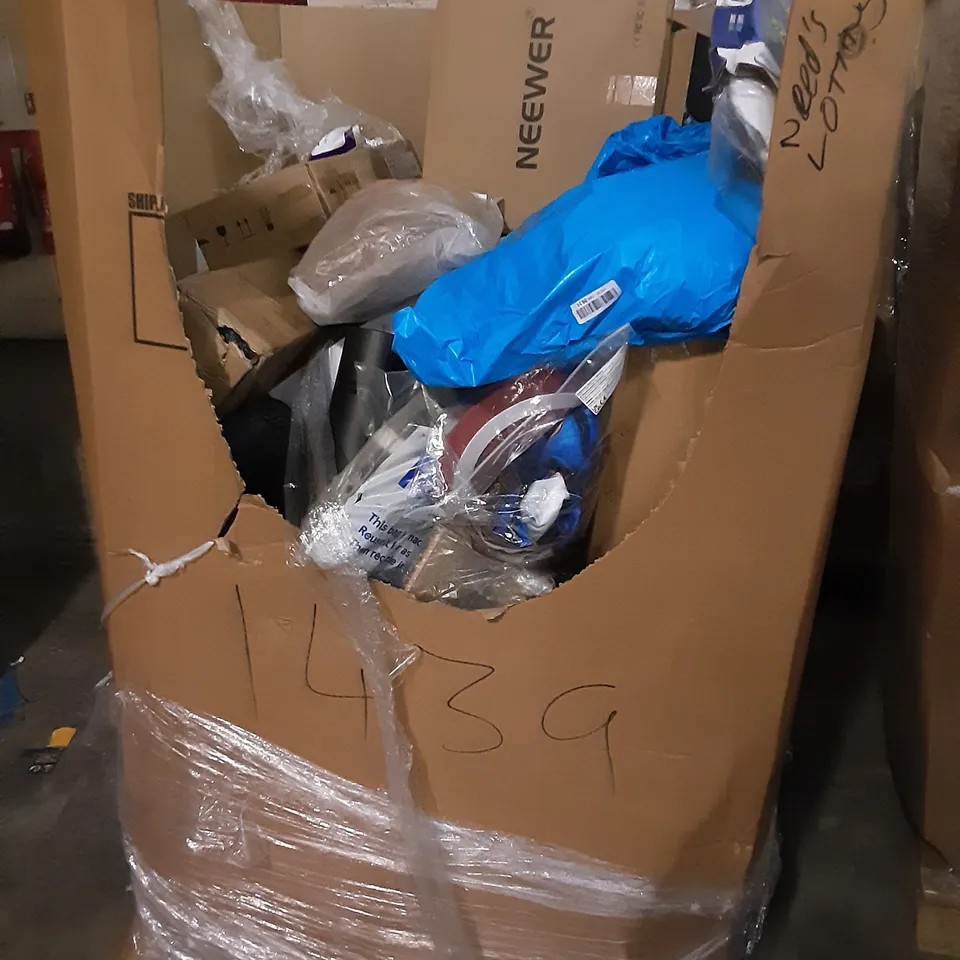 PALLET OF ASSORTED PRODUCTS INCLUDING NEEWER, POSTURE CUSHION, FOOT MASSAGER, BONSENKITCHEN COFFEE MAKER, GRAVITION PHOTON ARCHERY SET, BBL TOILET SEAT COVER