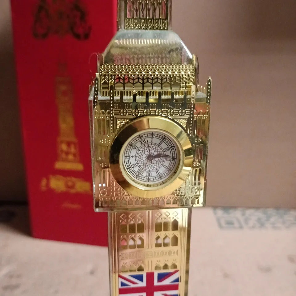 GLASS BIG BEN TOWER MANTLE PIECE CLOCK