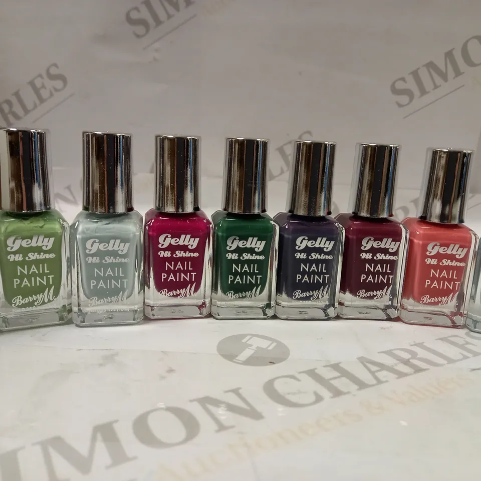 BARRY M NAIL POLISH ASSORTMENT WITH ORLY TOP COAT BUNDLE 8 GELLY HI SHINE COLOURS