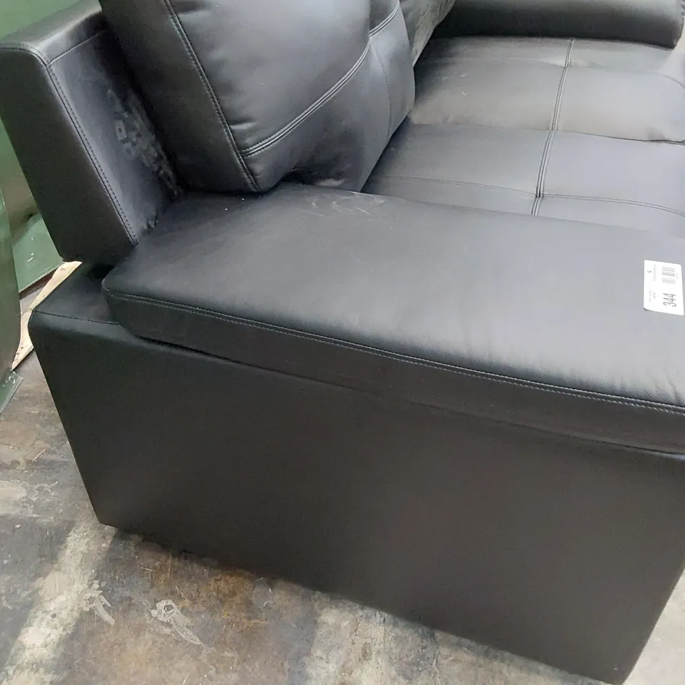 DESIGNER TWO SEATER SOFA BLACK LEATHER 