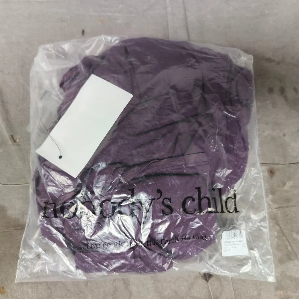 bagged nobody's child long sleeve laurella midi dress in purple size uk 12