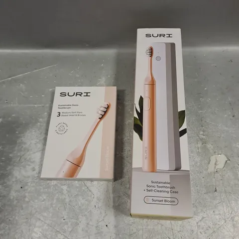 SEALED SURI SUSTAINABLE SONIC TOOTHBRUSH IN SUNSET BLOOM + 3PK BRUSH HEADS