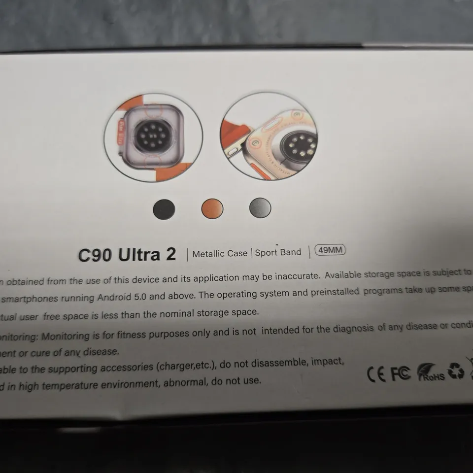 C90 ULTRA 2 SMARTWATCH – ORANGE BANDS (BOXED)