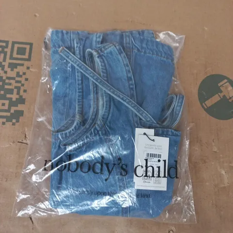 BAGGED NOBODY'S CHILD EZRA WAISTCOAT IN MID WASH BLUE SIZE UK 8
