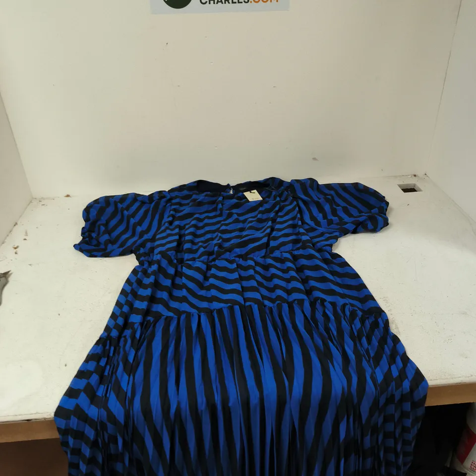 JOANNA HOPE WOMEN'S BLUE & BLACK STRIPE DRESS, UK 28