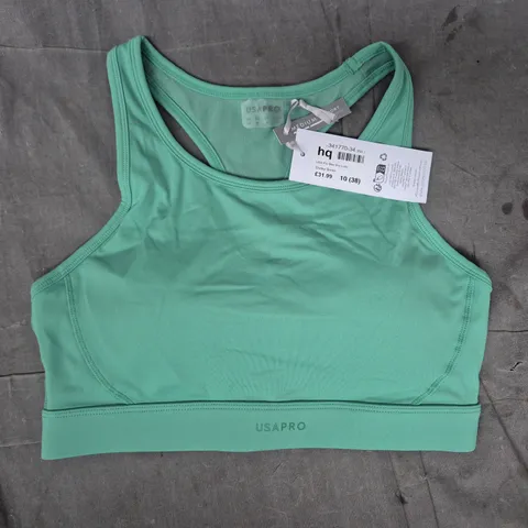 USA PRO WOMEN'S SPORTS BRA – DUSKY GREEN, UK 10 (EU 38)